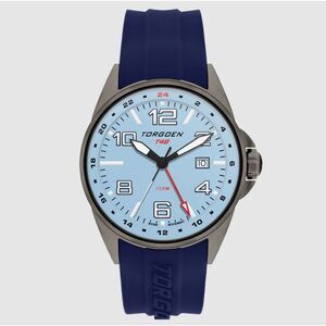 New Torgoen TN-1315 T48 GMT Ice Blue Ion Plated 44mm Silicone Strap Watch